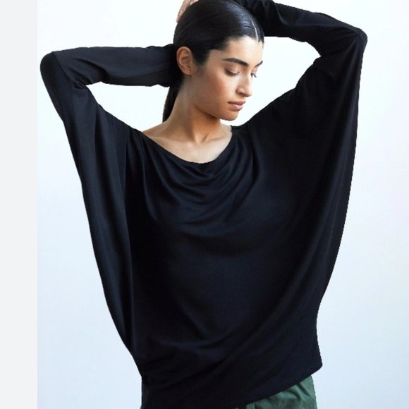 Style & Co. Tops - Style & Co Cotton Linen Blend Dolman Sleeve Black T Shirt